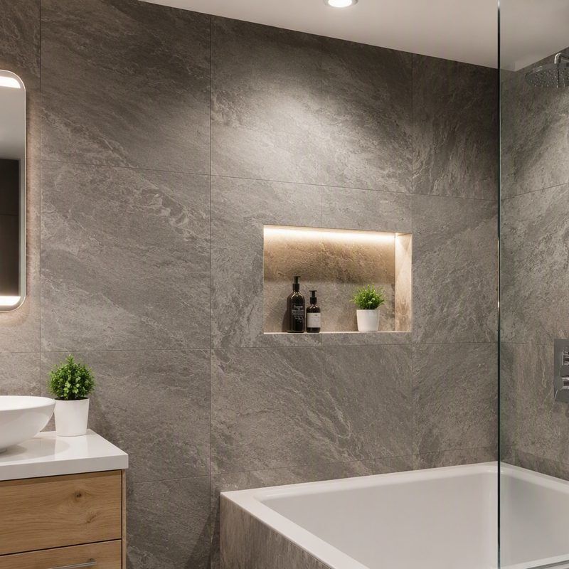 Waterproof SPC Wall Panels Stone Plastic Composite Core No Swelling Bathroom Kitchen Humid Climates Wall Cladding