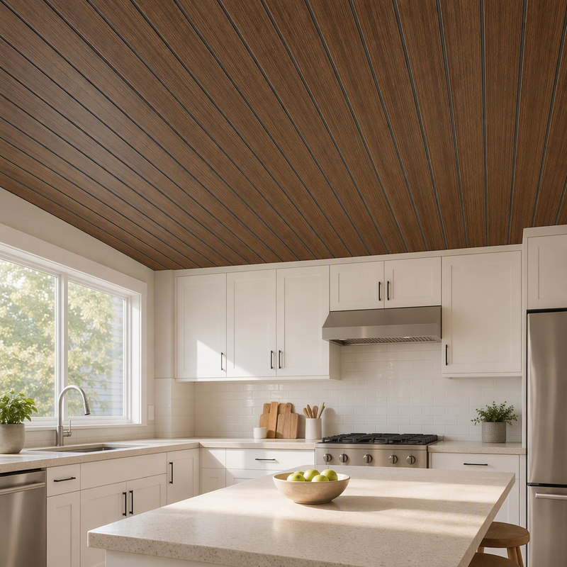 White / Wood Grain PVC Wall Ceiling Panels, 300mm Decorative PVC Panels