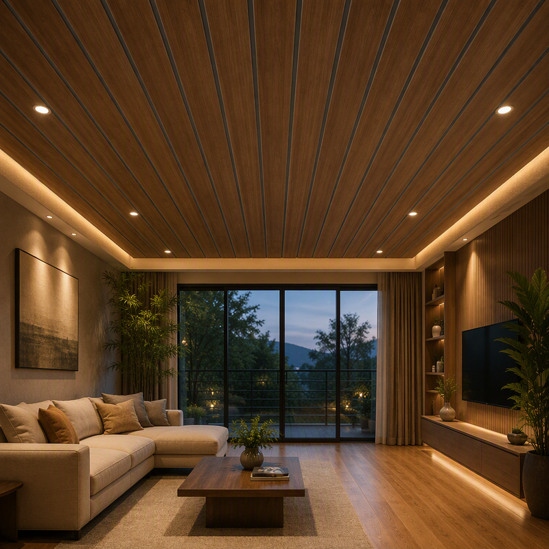 White / Wood Grain PVC Wall Ceiling Panels, 300mm Decorative PVC Panels