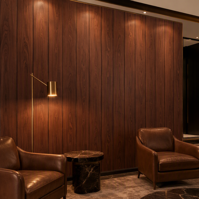 400mm 8mm V-Groove PVC Wall Panel Oval Core Wood Grain