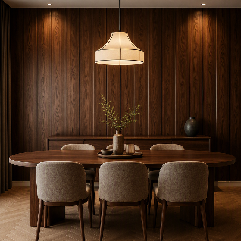 400mm 8mm V-Groove PVC Wall Panel Oval Core Wood Grain
