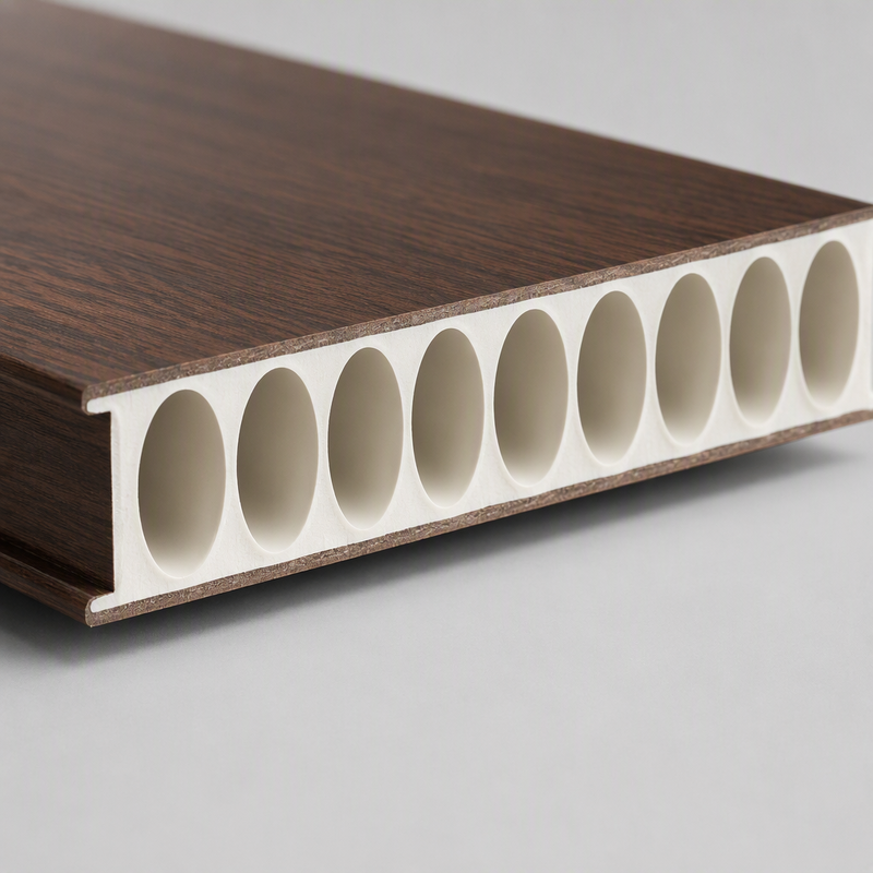 400mm 8mm V-Groove PVC Wall Panel Oval Core Wood Grain