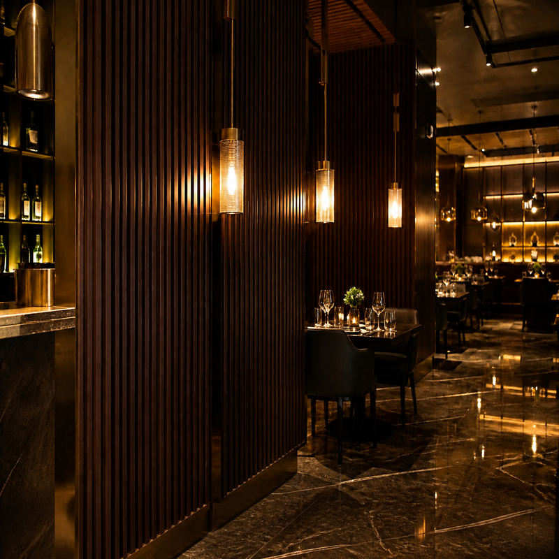 Ribbed Slat WPC Wall Cladding Waterproof B1 for Modern Interior Accent Walls