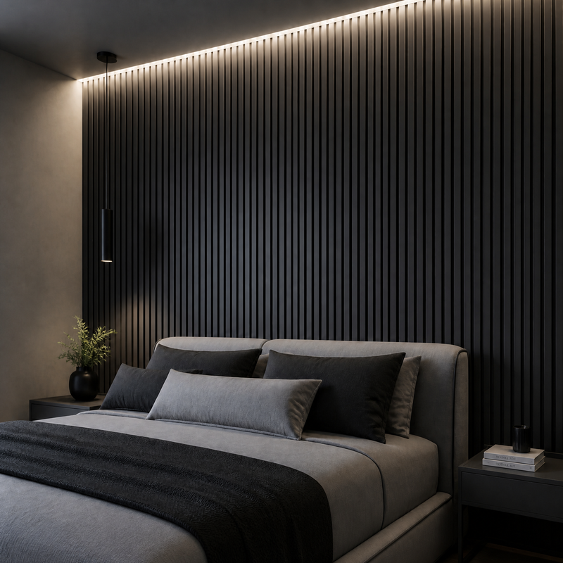 Ribbed Slat WPC Wall Cladding Waterproof B1 for Modern Interior Accent Walls