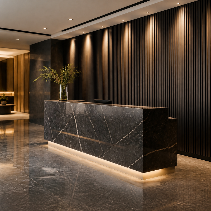 Ribbed Slat WPC Wall Cladding Waterproof B1 for Modern Interior Accent Walls