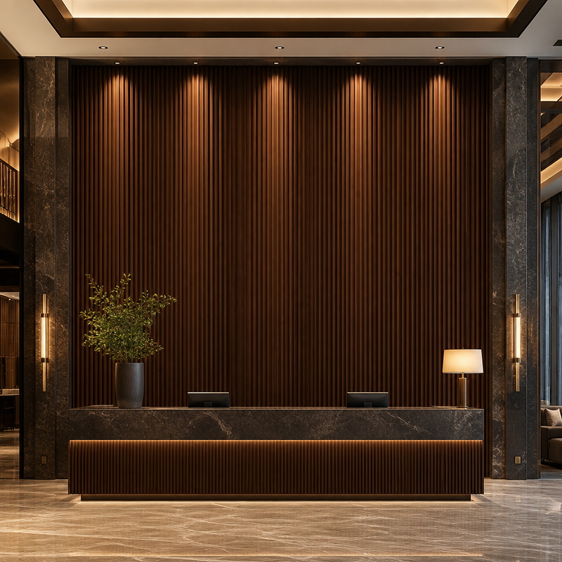 Commercial Fire Rated Fluted WPC Cladding for Hotel Restaurant Corridor Walls