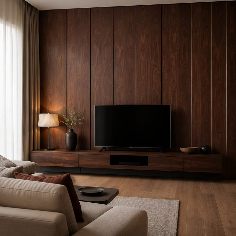 400mm 8mm V-Groove PVC Wall Panel for Living Room Wood Grain Wall Panel