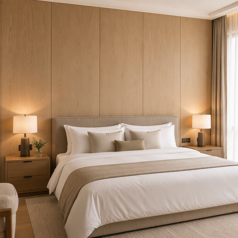 500mm Flat PVC Wall Panel for Hotel Film Wrapped Wood Grain Wall Panel