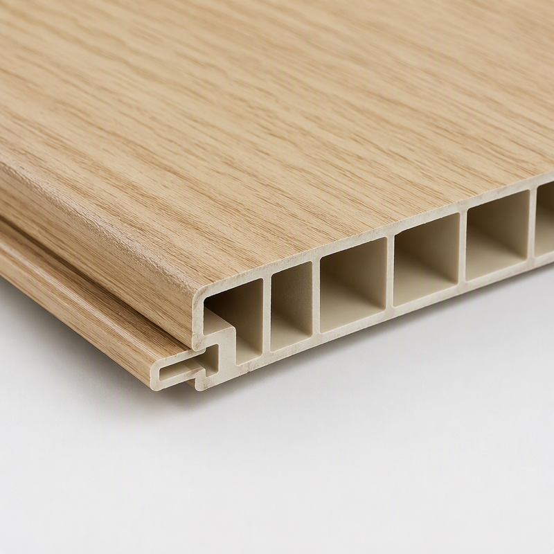500mm Flat PVC Wall Panel for Hotel Film Wrapped Wood Grain Wall Panel