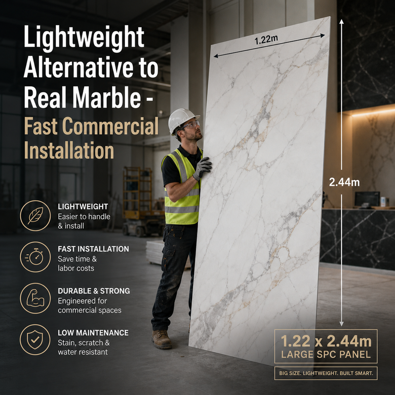 Hotel Lobby Marble SPC Wall Panels 1.2x2.44m Easy Clean Feature Wall Cladding