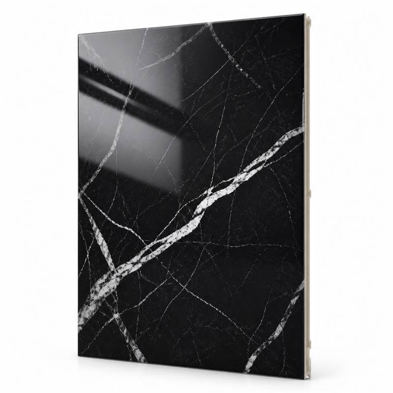 High Gloss Mirror Marble SPC Wall Panels Black White Vein Waterproof Wall Cladding