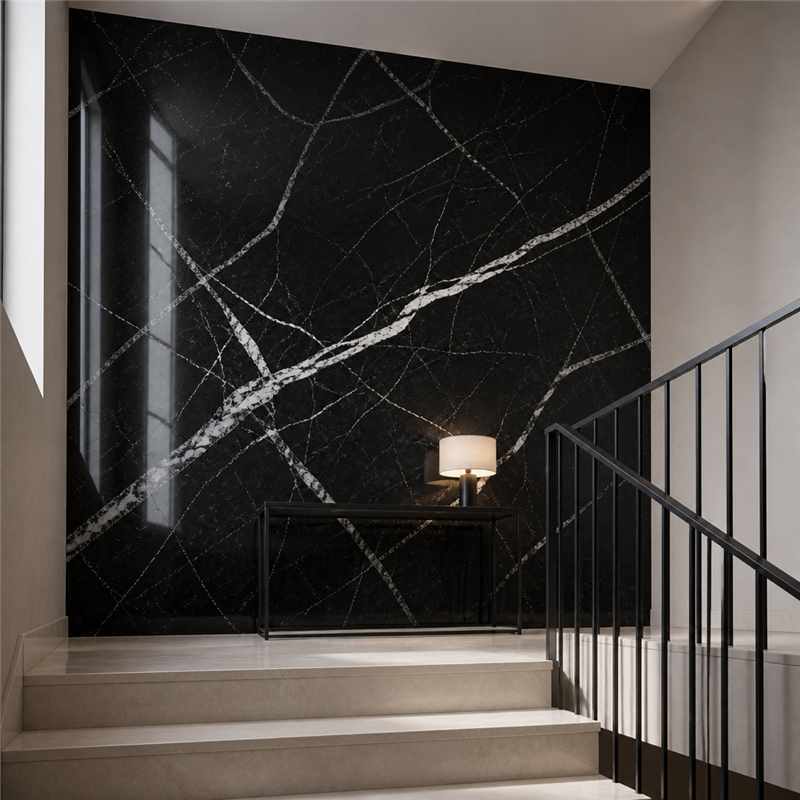 High Gloss Mirror Marble SPC Wall Panels Black White Vein Waterproof Wall Cladding