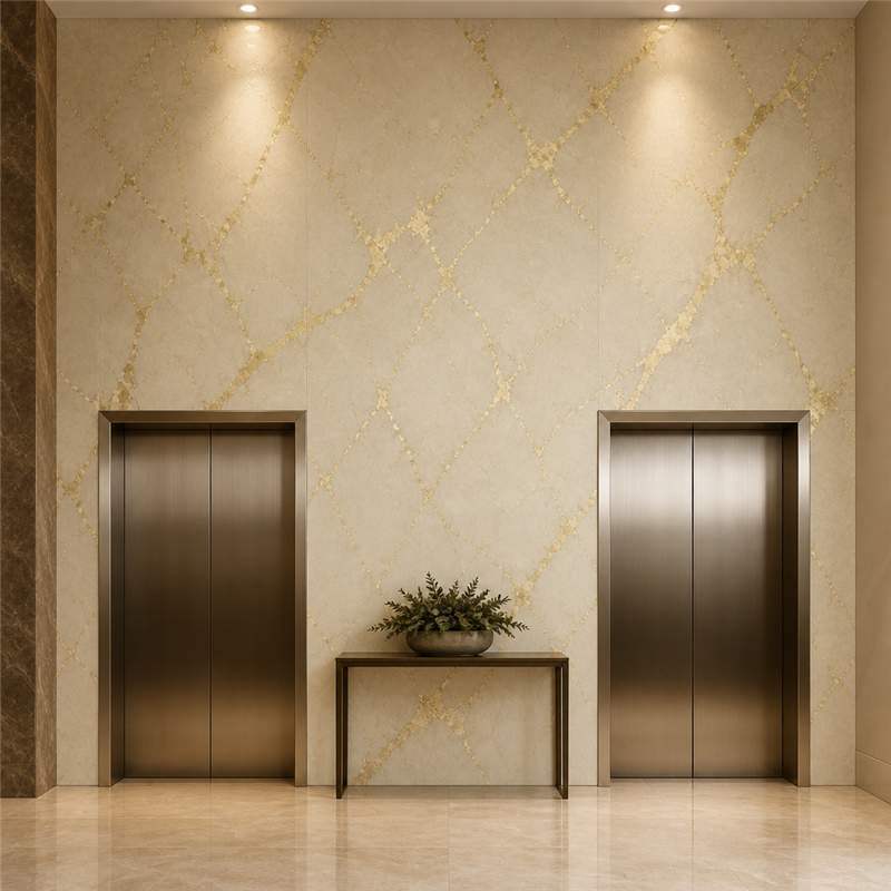 Gold Transfer Film Marble SPC Wall Panels Ivory Metal Vein Waterproof Wall Cladding