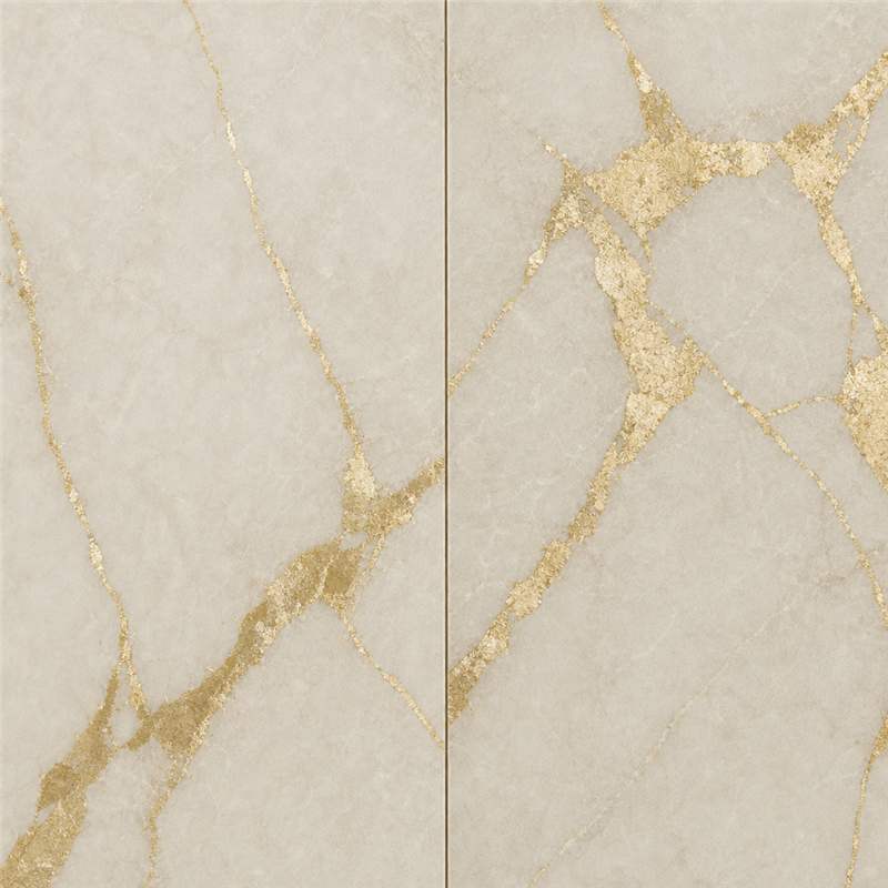 Gold Transfer Film Marble SPC Wall Panels Ivory Metal Vein Waterproof Wall Cladding