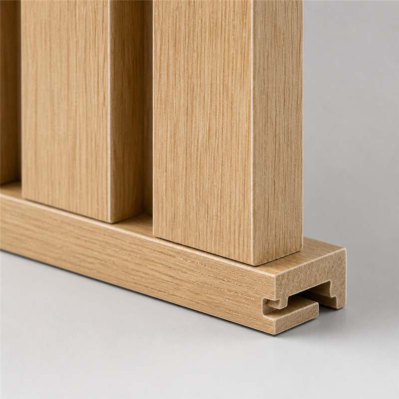 Fluted Ribbed SPC Wall Panels Light Oak Slat V Groove Waterproof Interior Cladding