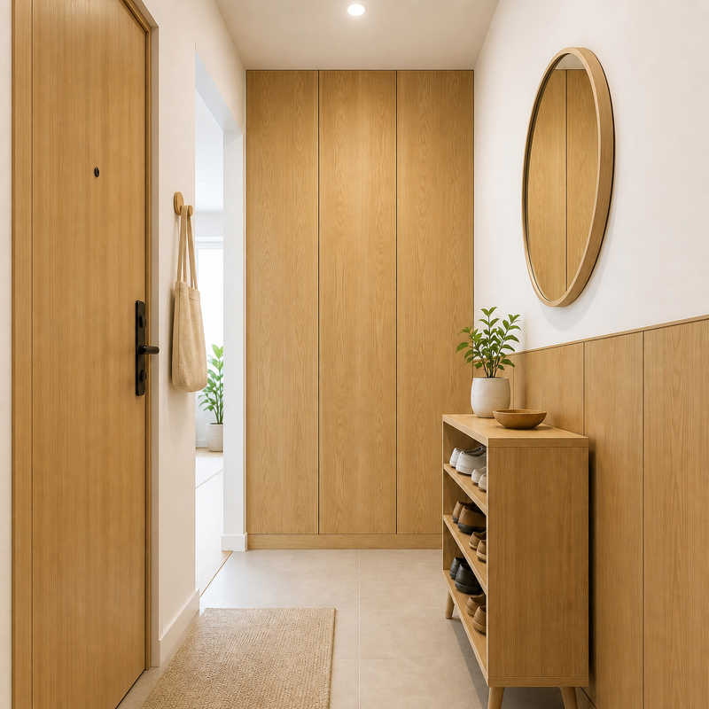 7mm Wood Grain PVC Wall Panel 600mm Wide Decorative for Rental Apartment Makeover