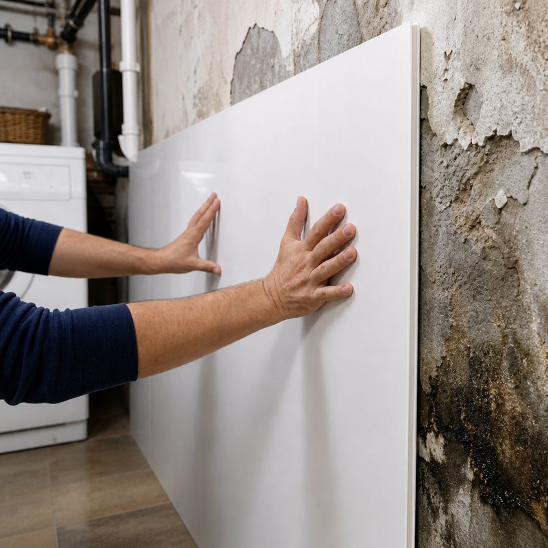 9mm Waterproof PVC Wall Panel 500mm Wide Mold Resistant for Rental Bathroom Kitchen Remodel