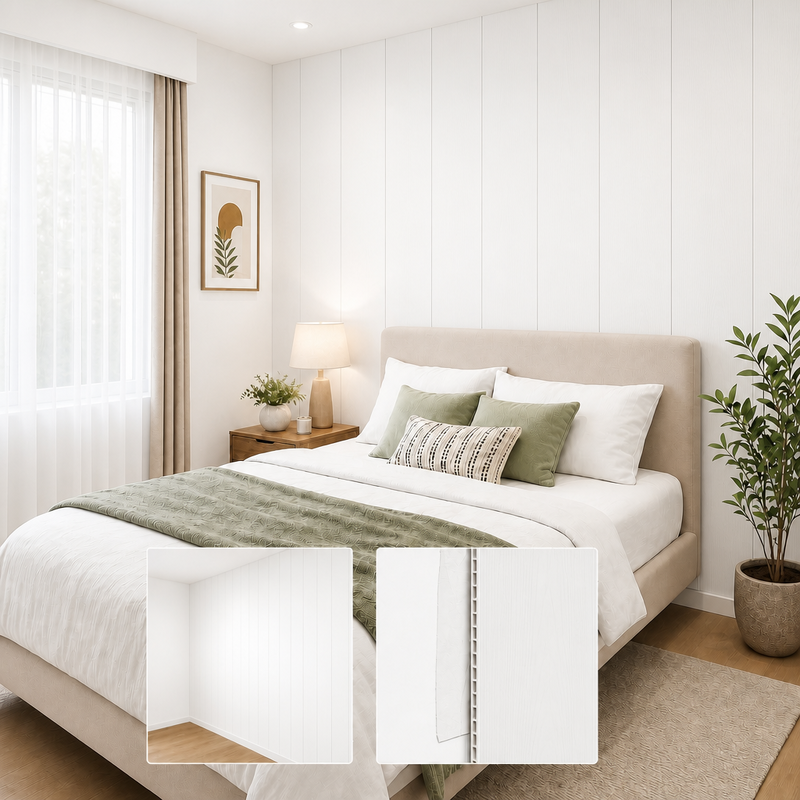 8mm Quick Install PVC Wall Panel 400mm Wide Waterproof for Rental Apartment Renovation