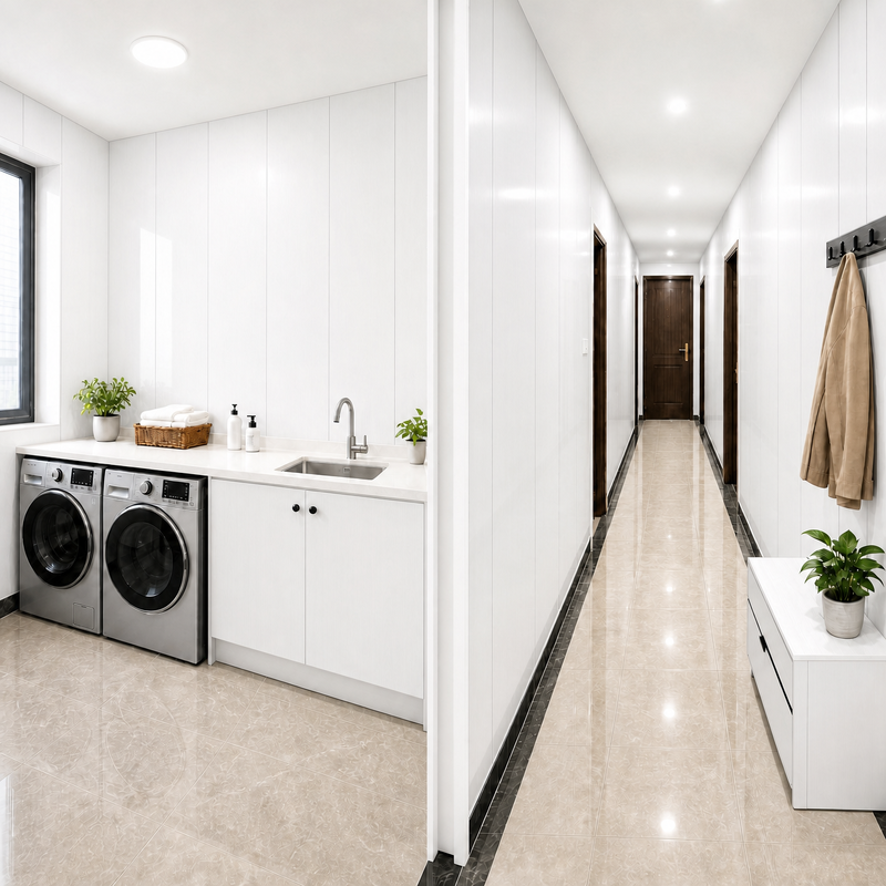 8mm Quick Install PVC Wall Panel 400mm Wide Waterproof for Rental Apartment Renovation