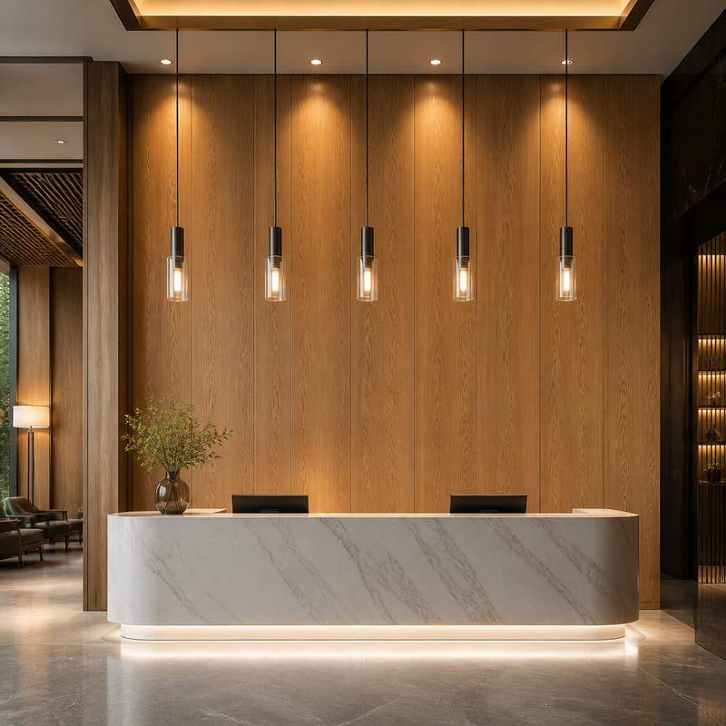 Wood Grain PVC Wall Panel 6 Colors Waterproof Decorative Interior Wall Cladding