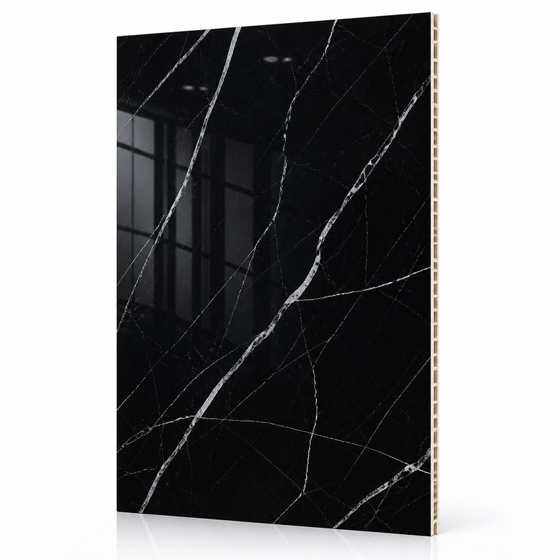 9mm Marble Look PVC Wall Panel 800mm Wide High Gloss for Hotel Lobby Feature Wall
