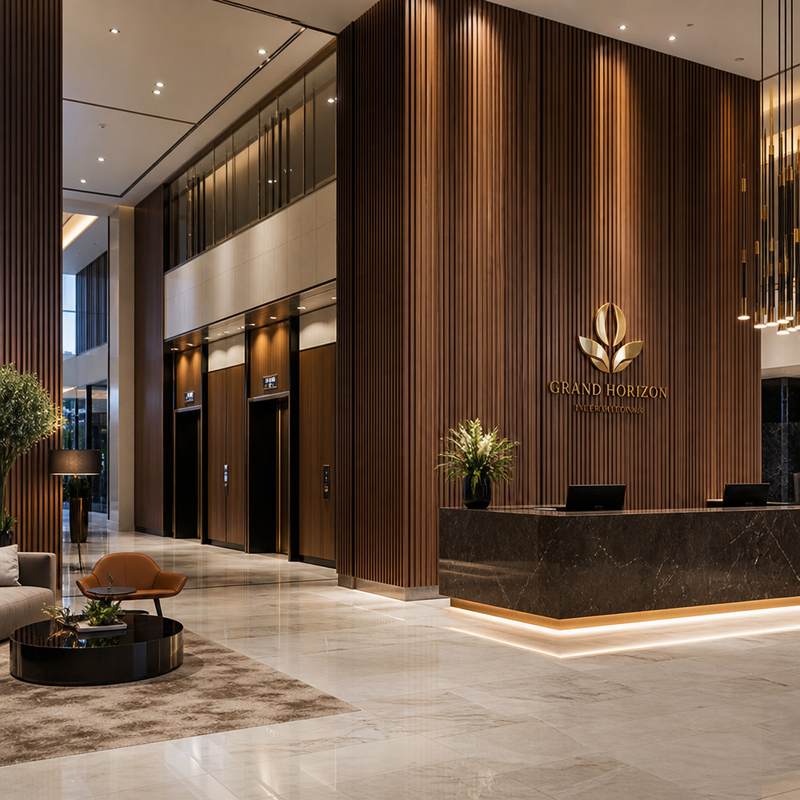 Interior WPC Decorative Wall Panel Fire Rated Hotel Corridor Wall Cladding Board
