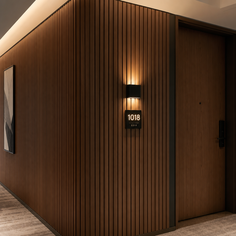 Interior WPC Decorative Wall Panel Fire Rated Hotel Corridor Wall Cladding Board