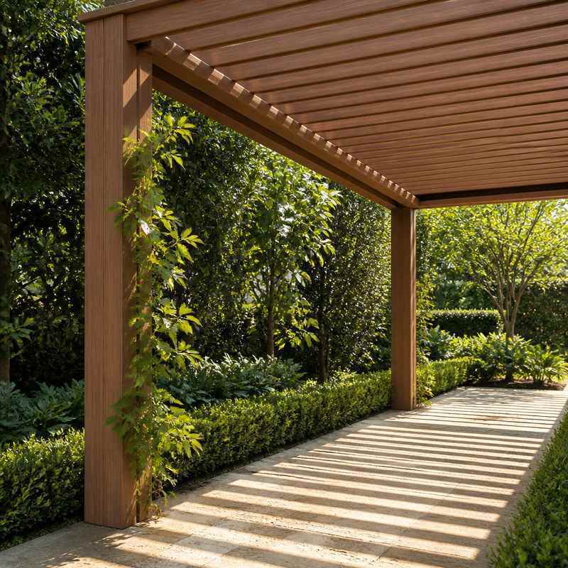 WPC Pergola Louver Panel Wood Grain Sun Shade Screen for Garden Patio Wall Cladding