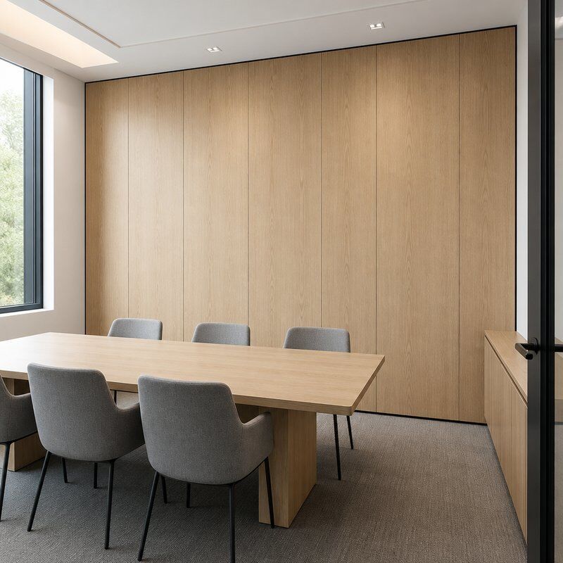 Light Oak SPC Wall Panels Office Fit Out Waterproof Interior Feature Wall Cladding