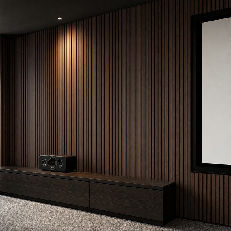 WPC Fluted Wall Panel Dark Oak for Home Theater and Media Room Feature Wall