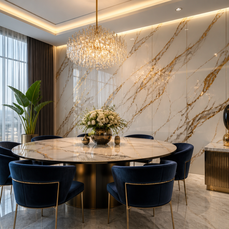 9mm Mirror Finish PVC Wall Panel 600mm Glossy Living Room TV Feature Board