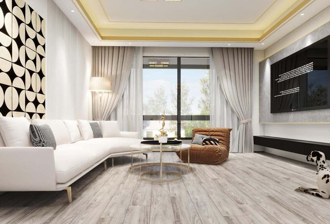 Natural Oak And Grey Oak SPC Flooring Waterproof Rigid Core Click Lock Plank 1220x180mm
