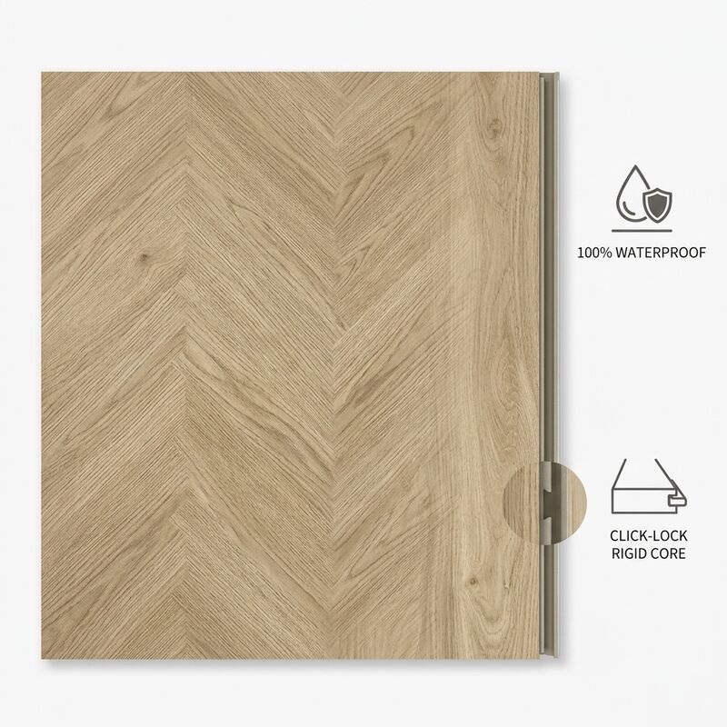 4mm Herringbone SPC Flooring Click Lock Waterproof Rigid Core 600x120mm 16 Colors