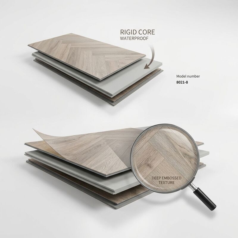 4mm Herringbone SPC Flooring Click Lock Waterproof Rigid Core 600x120mm 16 Colors