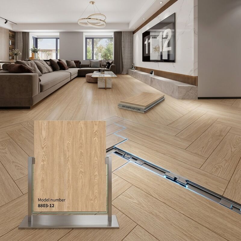 4mm Herringbone SPC Flooring Click Lock Waterproof Rigid Core 600x120mm 16 Colors