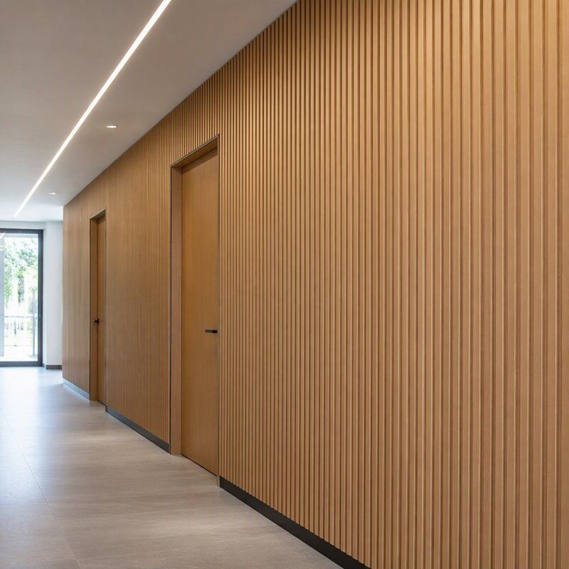 WPC Fluted Wall Panel for Office Corridor and Lift Lobby Interior Wall Cladding