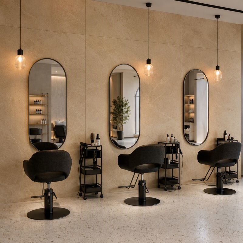 Warm Sandstone SPC Wall Panels for Salon and Beauty Studio Interior Cladding