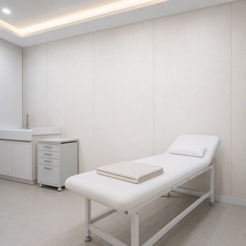 Soft White Linen SPC Wall Panels for Clinic and Medical Room Wall Cladding