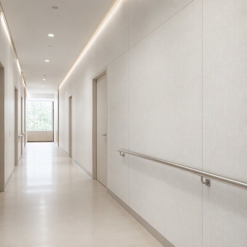 Soft White Linen SPC Wall Panels for Clinic and Medical Room Wall Cladding