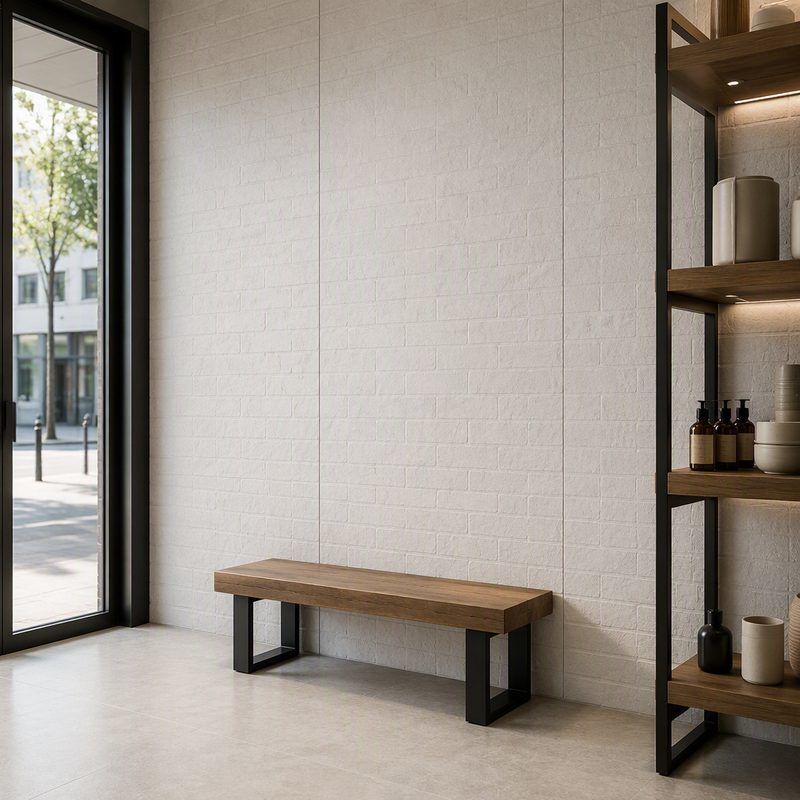 Warm White Brick Effect SPC Wall Panels for Convenience Store and Retail Interior