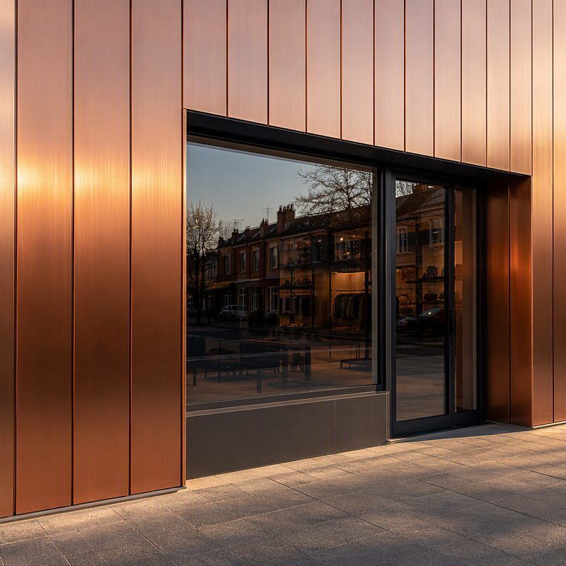 Metallic Copper Brushed PVC Wall Panel for Storefront and Shop Window Backdrop