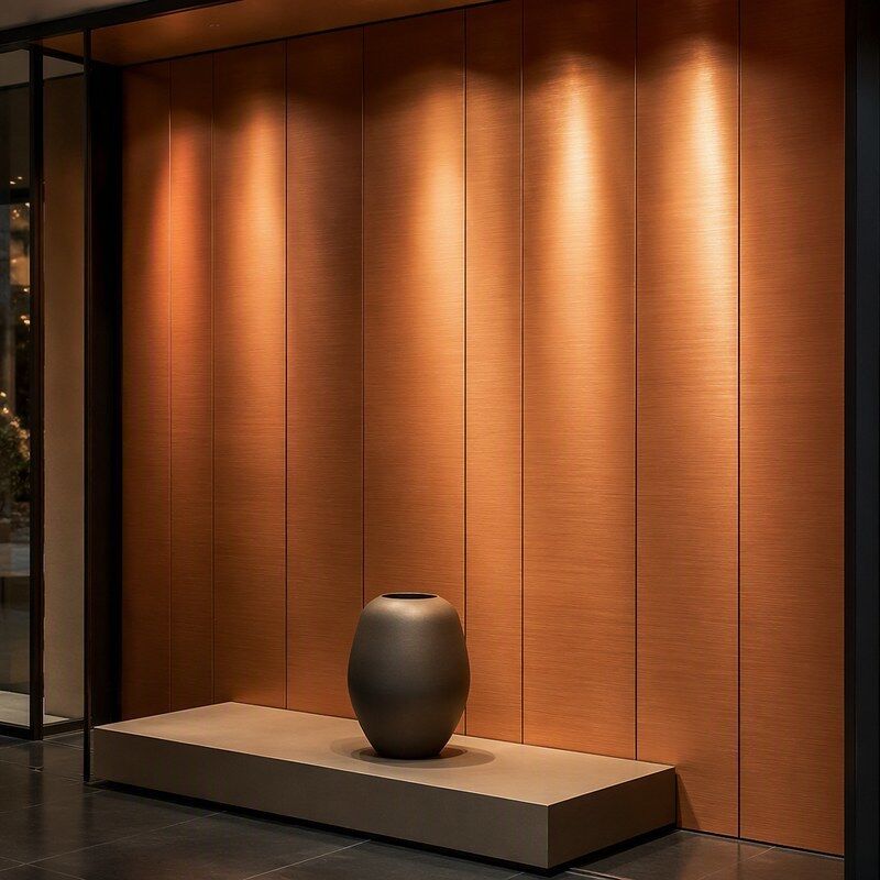 Metallic Copper Brushed PVC Wall Panel for Storefront and Shop Window Backdrop