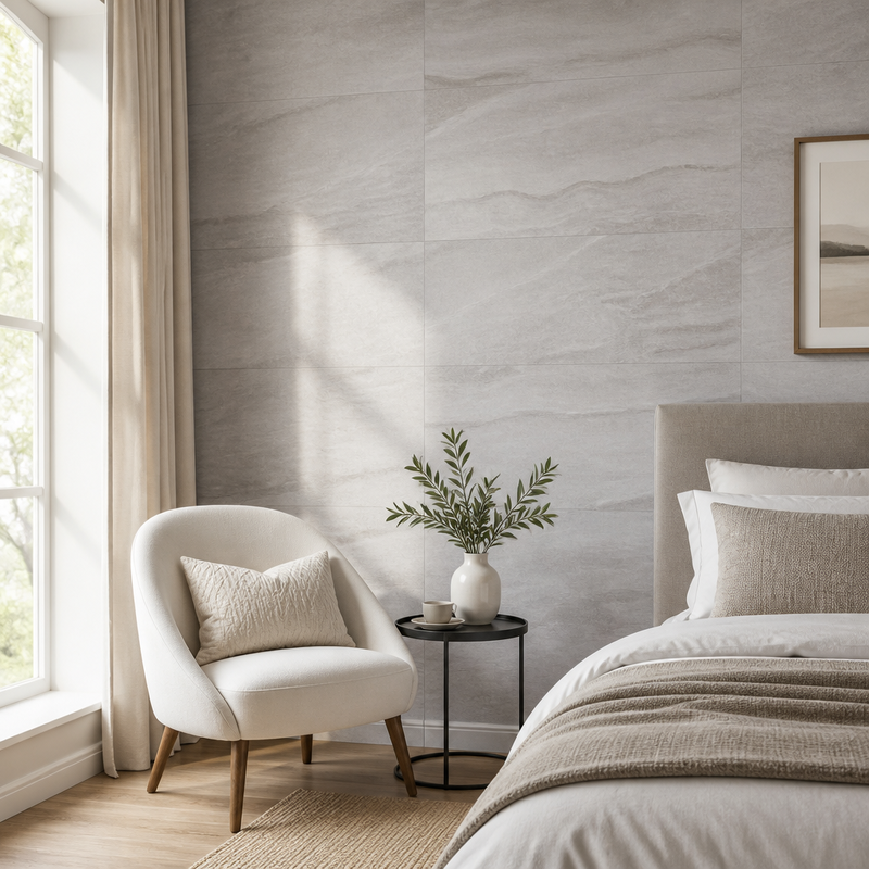 SPC Wall Panel Stone Pattern Accent Wall Sheet Fire Retardant for Bedroom Interiors