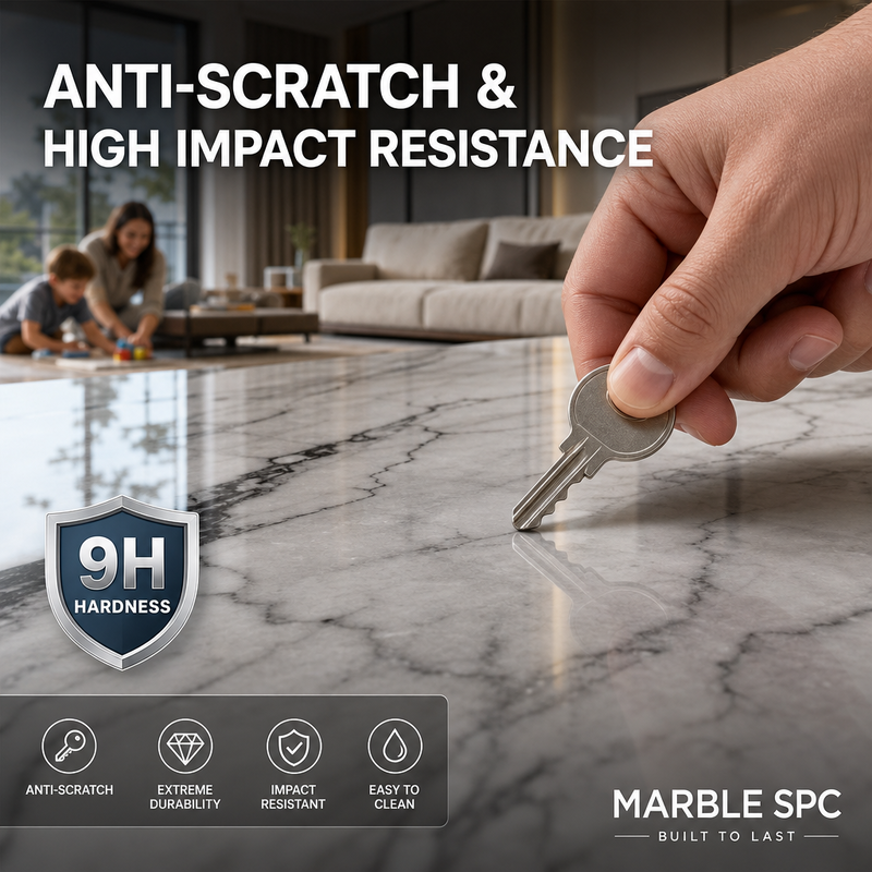 SPC Wall Panel Marble Pattern Accent Wall Board Anti Scratch for Living Roo  m Interiors