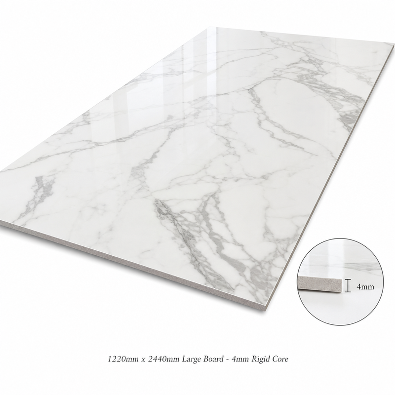 SPC Wall Panel Marble Pattern Accent Wall Board Anti Scratch for Living Roo  m Interiors