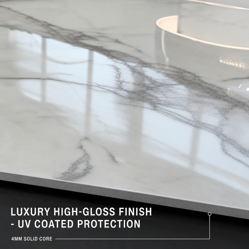 SPC Wall Panel Marble Pattern Accent Wall Board Anti Scratch for Living Roo  m Interiors