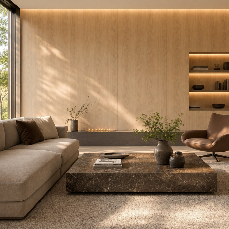 SPC Wall Panel Wood Grain Accent Wall Cladding Waterproof for Residential Interiors