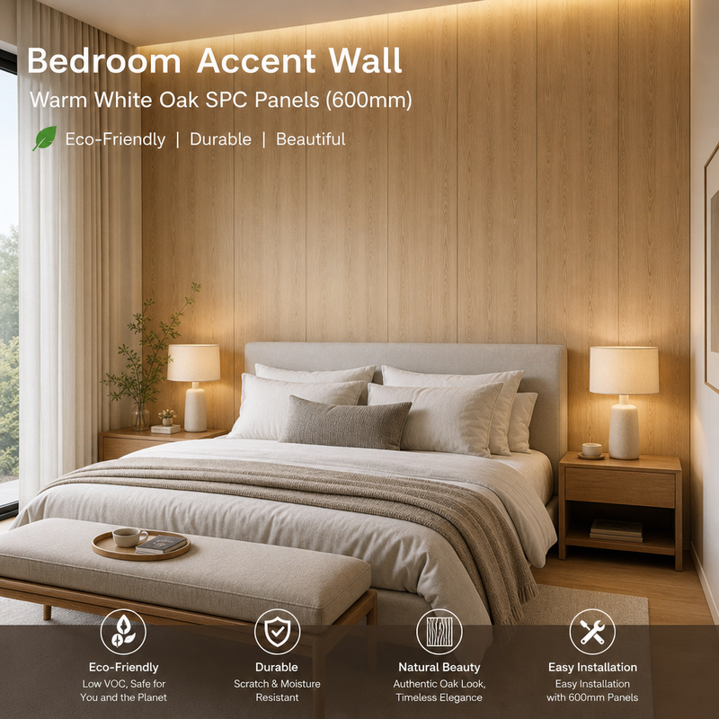 SPC Wall Panel Wood Grain Accent Wall Cladding Waterproof for Residential Interiors
