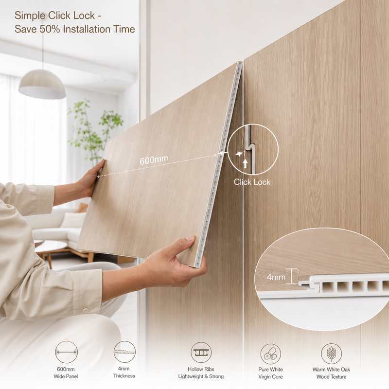 SPC Wall Panel Wood Grain Accent Wall Cladding Waterproof for Residential Interiors