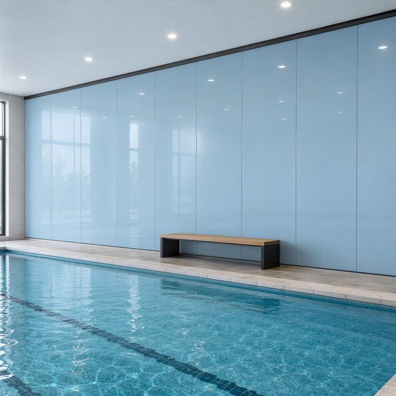 600mm Wide High Gloss Ice Blue PVC Wall Panel for Indoor Pool and Spa Hydrotherapy Hall